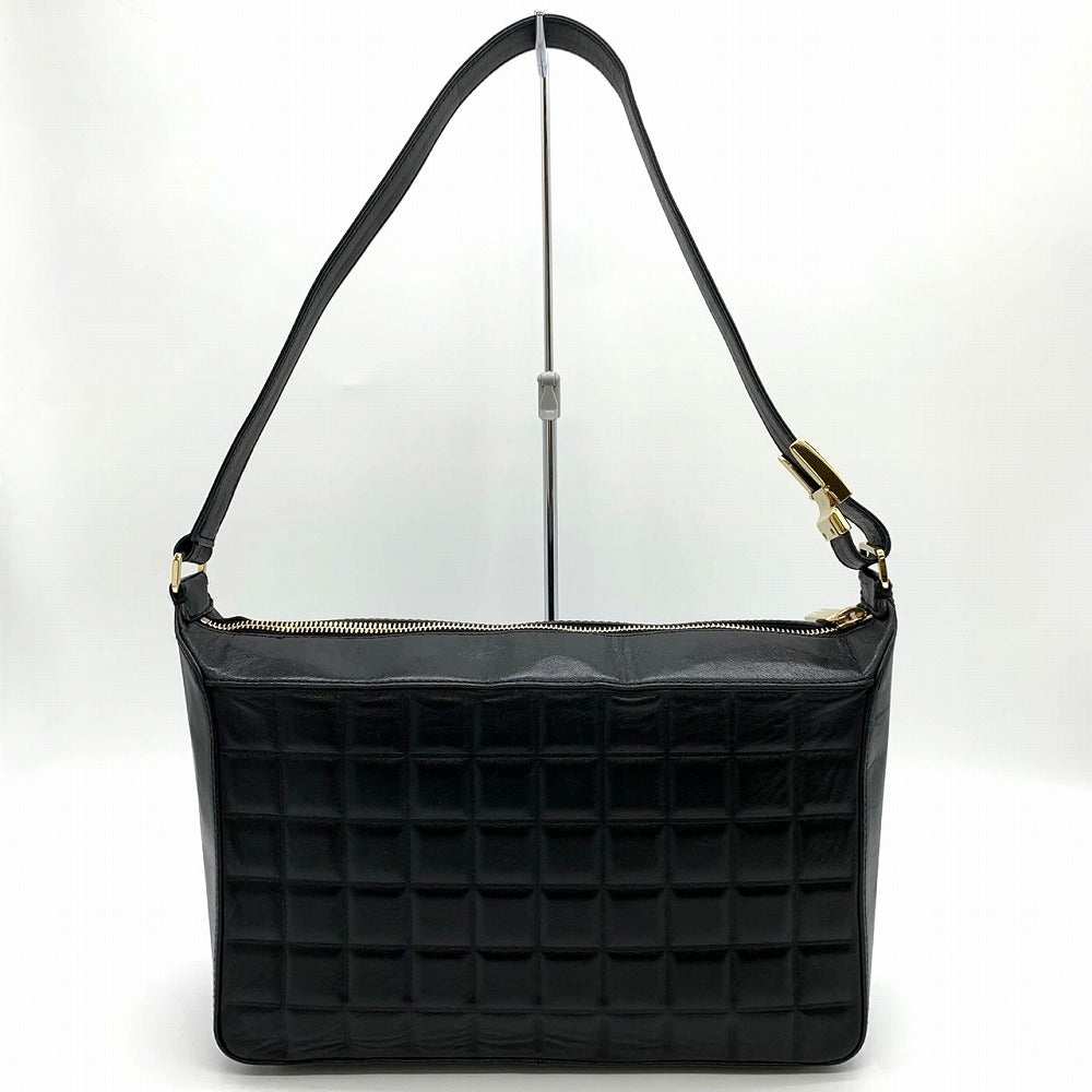 CHANEL シャネル チョコバー 薄型ショルダーバッグ ワンショルダー ココマーク ラムスキン ブラック 黒 ゴールド金具