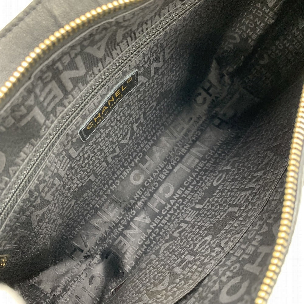 CHANEL シャネル チョコバー 薄型ショルダーバッグ ワンショルダー ココマーク ラムスキン ブラック 黒 ゴールド金具
