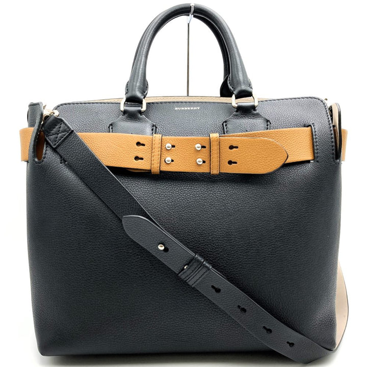 BURBERRYバーバリー ベルト ハンドバッグ トートバッグ ショルダーバッグ 肩掛け 2way レザー ブラック ベージュ