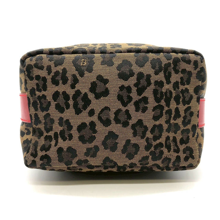 FENDI フェンディ ハンドバッグ ポーチ レオパード ヒョウ柄 ナイロン キャンバス レザー ベージュ マルチカラー ヴィンテージ