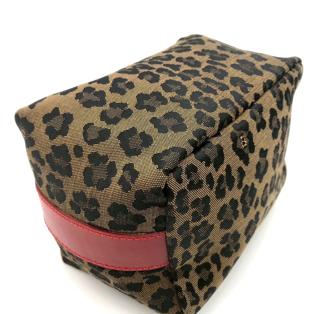 FENDI フェンディ ハンドバッグ ポーチ レオパード ヒョウ柄 ナイロン キャンバス レザー ベージュ マルチカラー ヴィンテージ