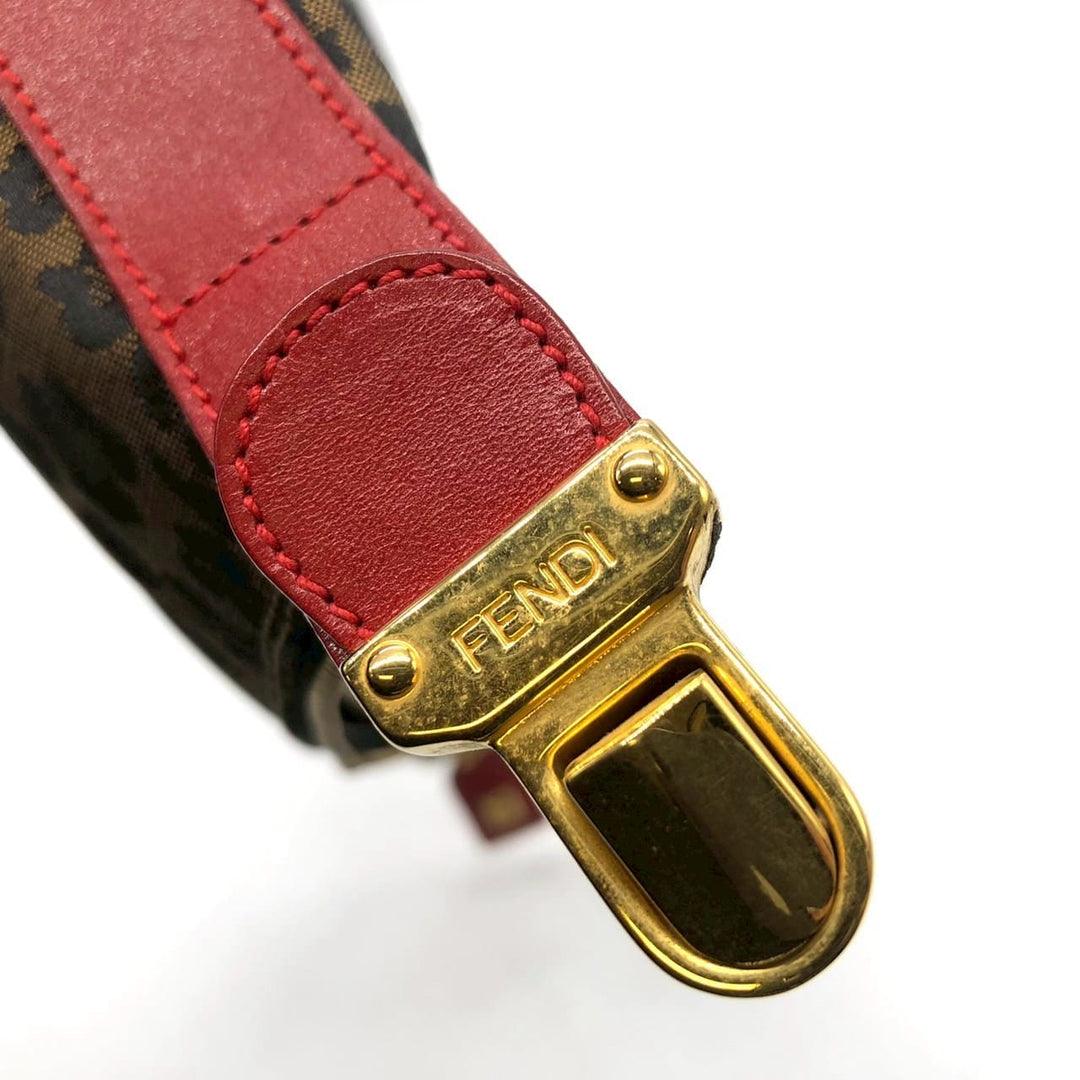 FENDI フェンディ ハンドバッグ ポーチ レオパード ヒョウ柄 ナイロン キャンバス レザー ベージュ マルチカラー ヴィンテージ