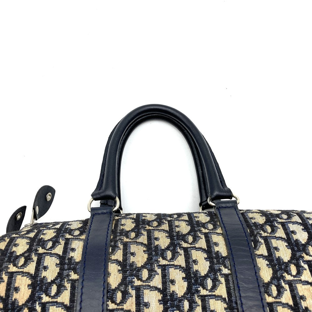Dior ディオール トロッター ボストンバッグ キャンバス レザー ネイビー オールド ヴィンテージ