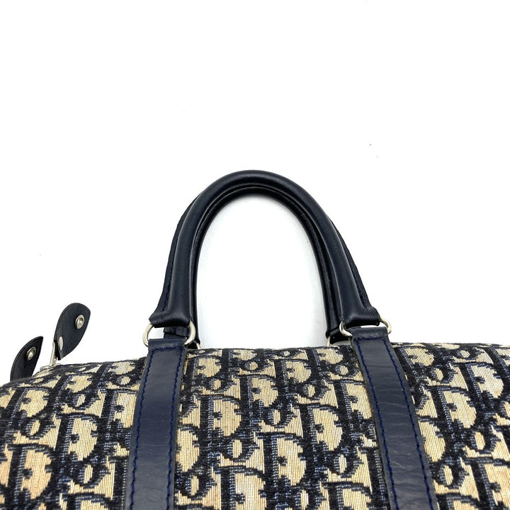 Dior ディオール トロッター ボストンバッグ キャンバス レザー ネイビー オールド ヴィンテージ