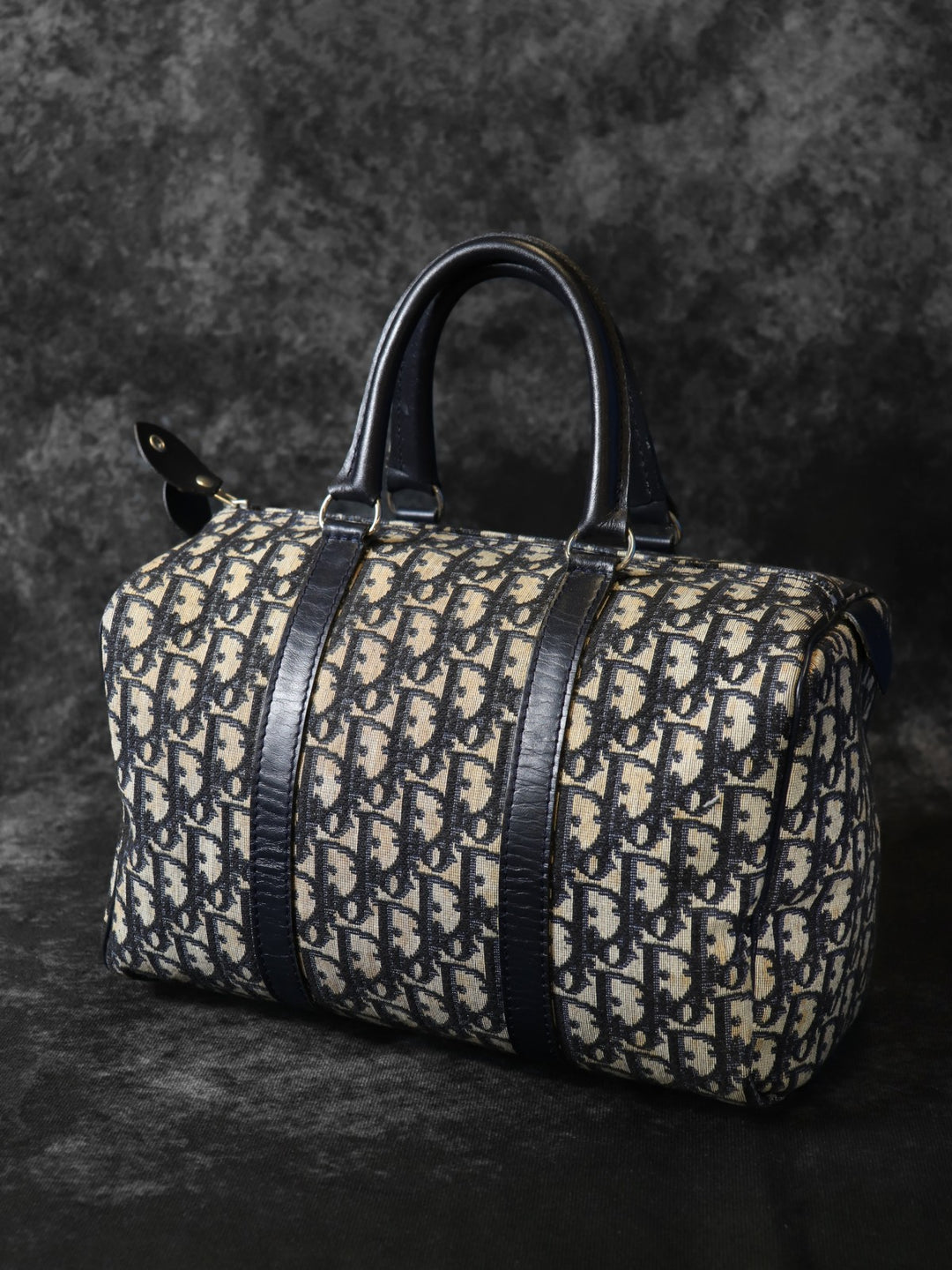 Dior ディオール トロッター ボストンバッグ キャンバス レザー ネイビー オールド ヴィンテージ
