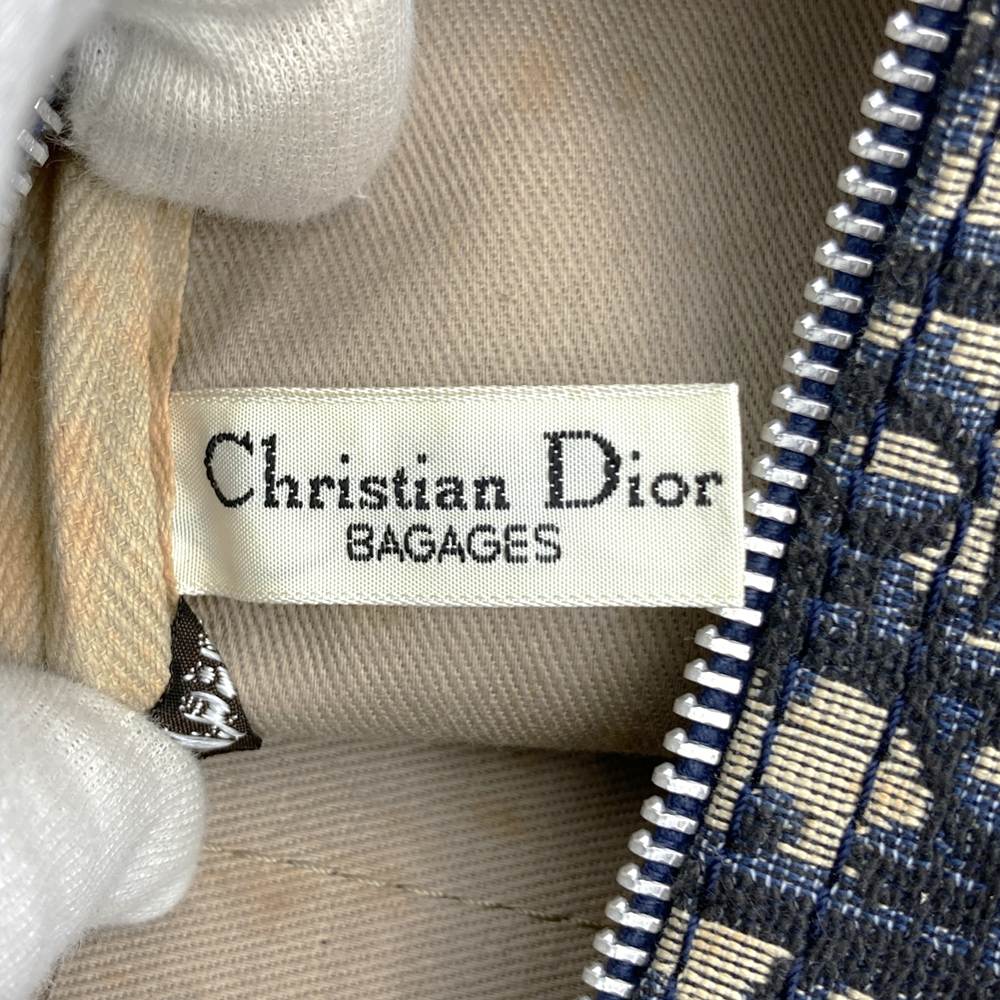 Dior ディオール トロッター ボストンバッグ キャンバス レザー ネイビー オールド ヴィンテージ