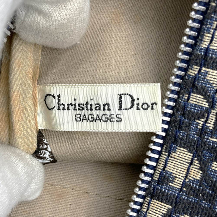 Dior ディオール トロッター ボストンバッグ キャンバス レザー ネイビー オールド ヴィンテージ