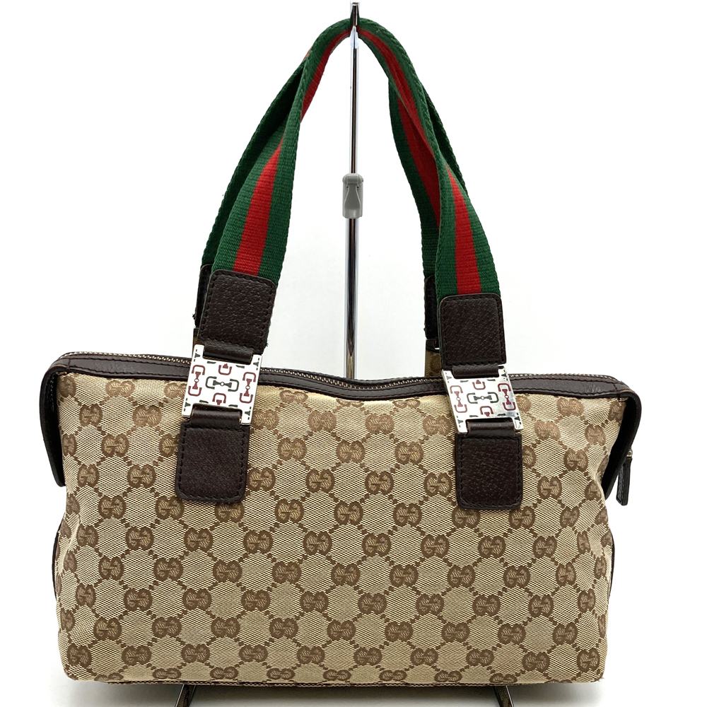 GUCCI グッチ 145759 ハンドバッグ ブラウン 茶 GGキャンバス シェリーライン ブランド品