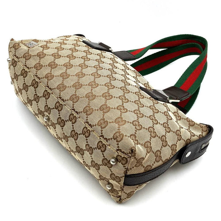GUCCI グッチ 145759 ハンドバッグ ブラウン 茶 GGキャンバス シェリーライン ブランド品