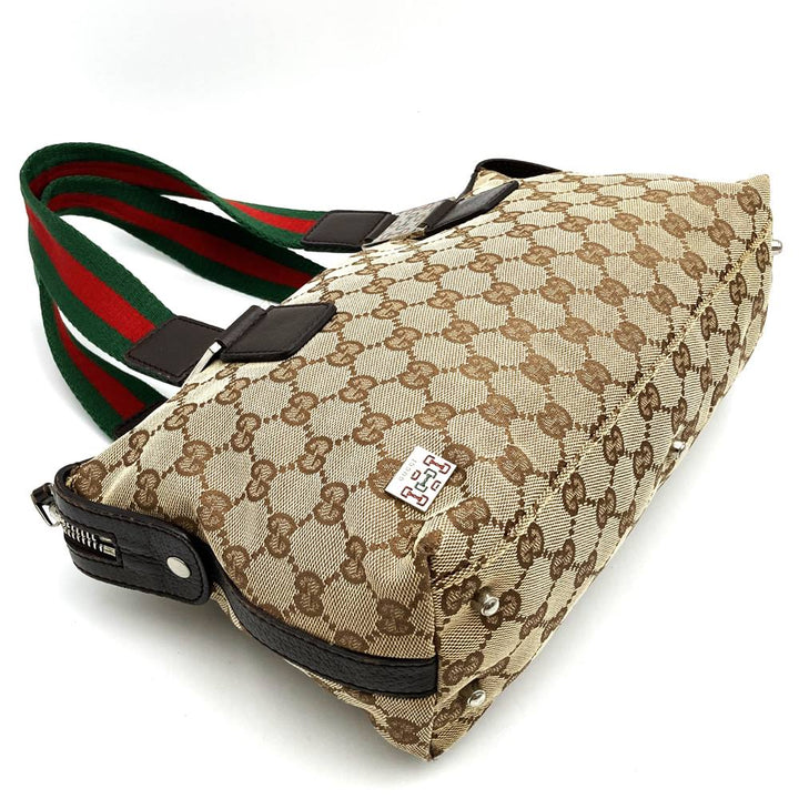 GUCCI グッチ 145759 ハンドバッグ ブラウン 茶 GGキャンバス シェリーライン ブランド品