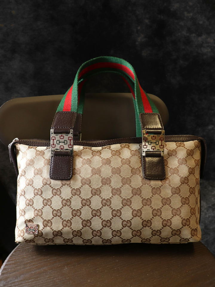 GUCCI グッチ 145759 ハンドバッグ ブラウン 茶 GGキャンバス シェリーライン ブランド品