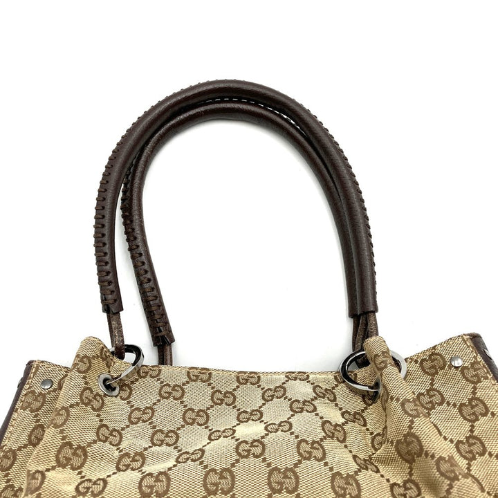 GUCCI グッチ 115007 トートバッグ ハンドバッグ GGキャンバス レザー ブラウン ヴィンテージ