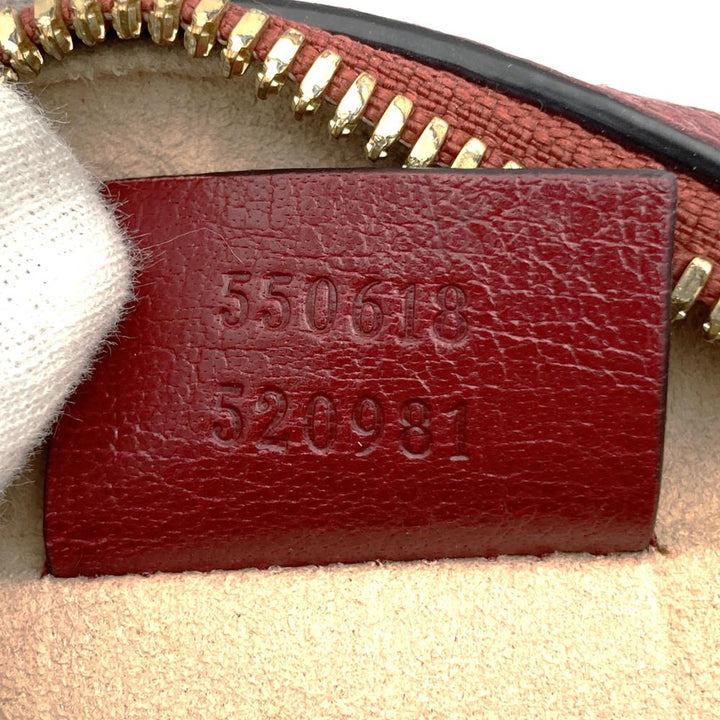 GUCCI グッチ GGマーモント シェリーライン ミニラウンド オフィディア 550618 ショルダーバッグ スウェード/レザー レッド ネイビー