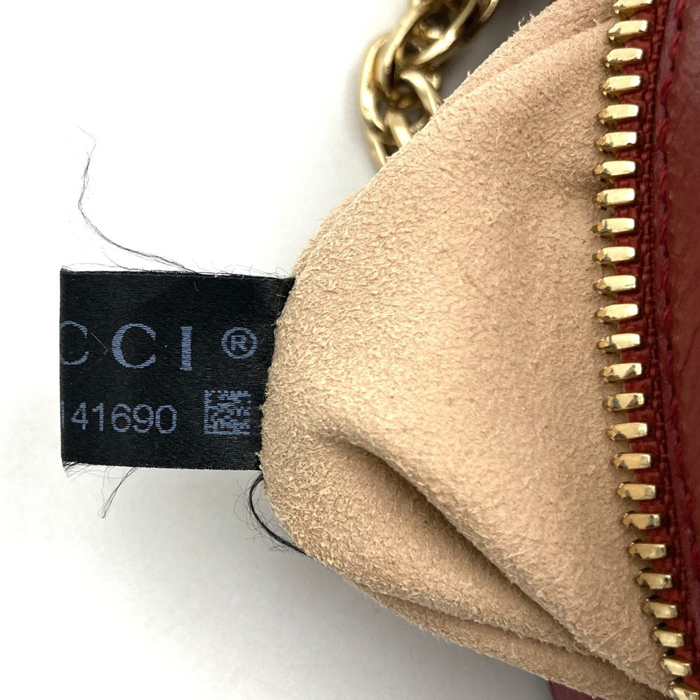 GUCCI グッチ GGマーモント シェリーライン ミニラウンド オフィディア 550618 ショルダーバッグ スウェード/レザー レッド ネイビー