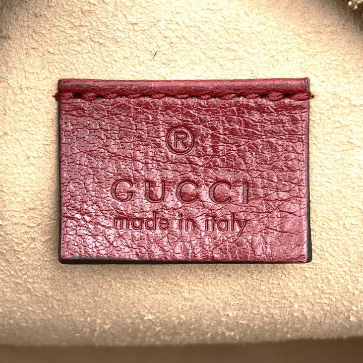 GUCCI グッチ GGマーモント シェリーライン ミニラウンド オフィディア 550618 ショルダーバッグ スウェード/レザー レッド ネイビー