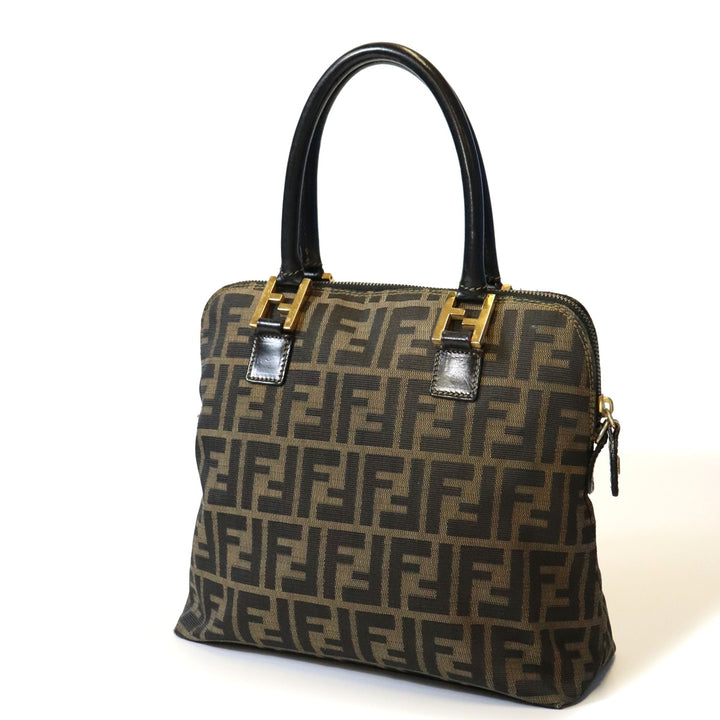 FENDI フェンディ ズッカ ハンドバッグ ナイロン ブラウン