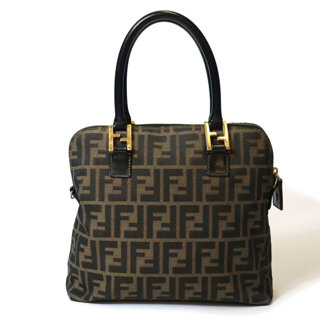 FENDI フェンディ ズッカ ハンドバッグ ナイロン ブラウン