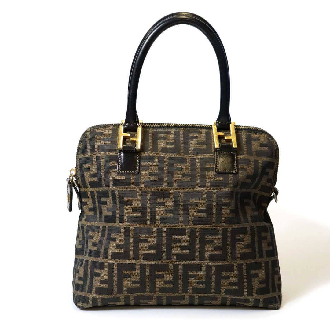 FENDI フェンディ ズッカ ハンドバッグ ナイロン ブラウン
