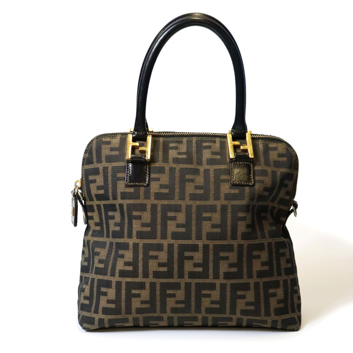 FENDI フェンディ ズッカ ハンドバッグ ナイロン ブラウン