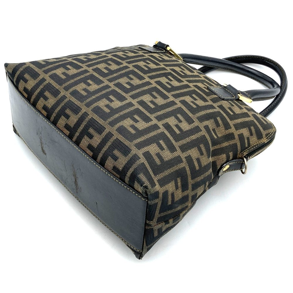 FENDI フェンディ ズッカ ハンドバッグ ナイロン ブラウン