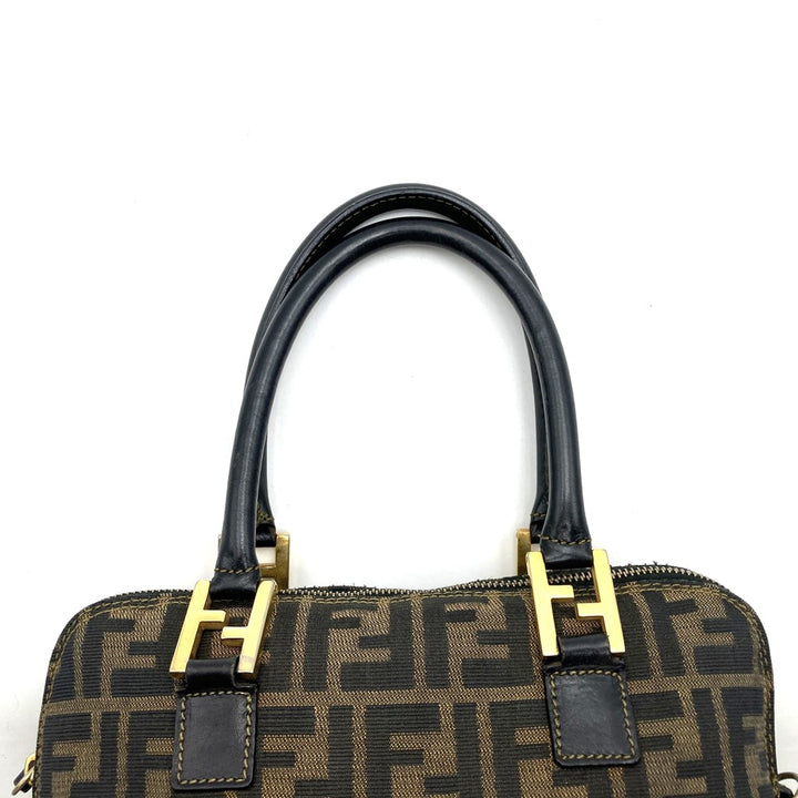 FENDI フェンディ ズッカ ハンドバッグ ナイロン ブラウン