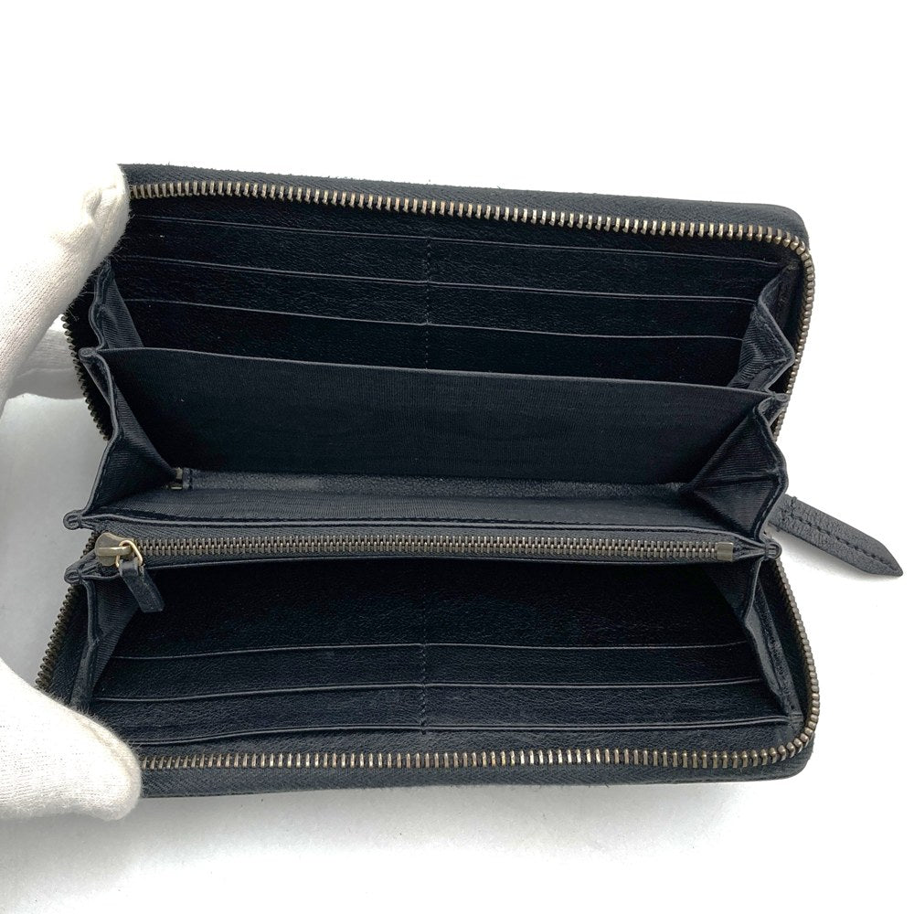 GUCCI グッチ 658634 長財布 バンブー ダブルG ラウンドジップ レザー ブラック 長財布