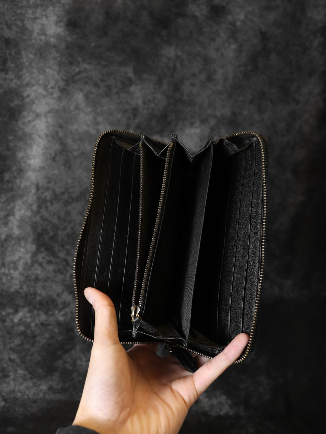 GUCCI グッチ 658634 長財布 バンブー ダブルG ラウンドジップ レザー ブラック 長財布