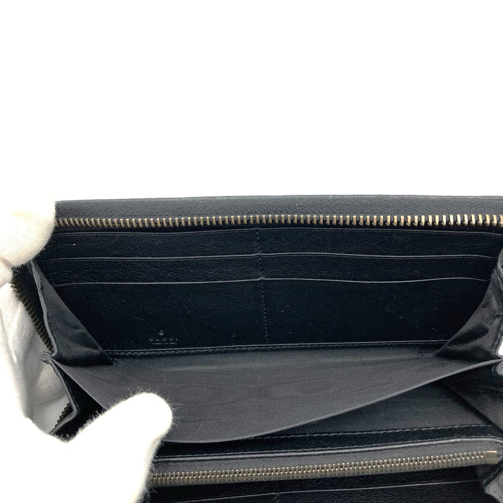 GUCCI グッチ 658634 長財布 バンブー ダブルG ラウンドジップ レザー ブラック 長財布