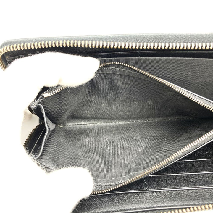 GUCCI グッチ 658634 長財布 バンブー ダブルG ラウンドジップ レザー ブラック 長財布