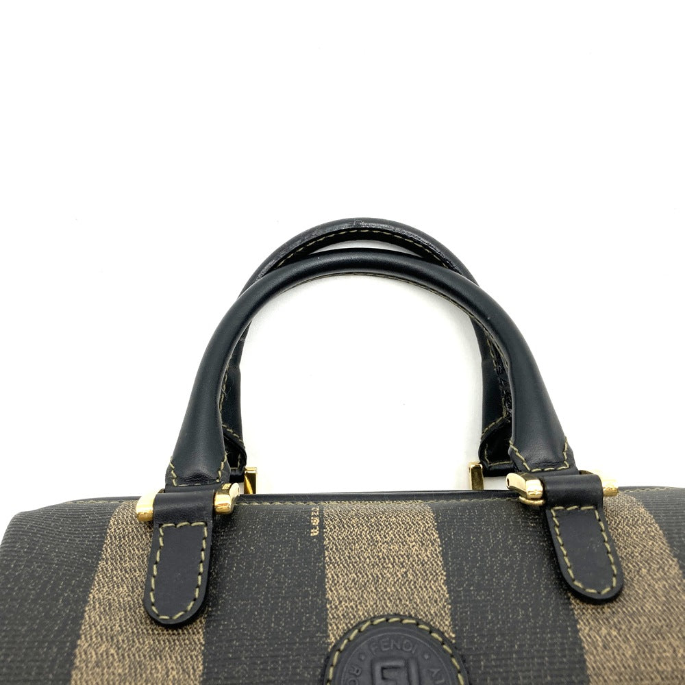 FENDI フェンディ ハンドバッグ ミニボストン ペカン PVC レザー ブラウン ブラック ヴィンテージ