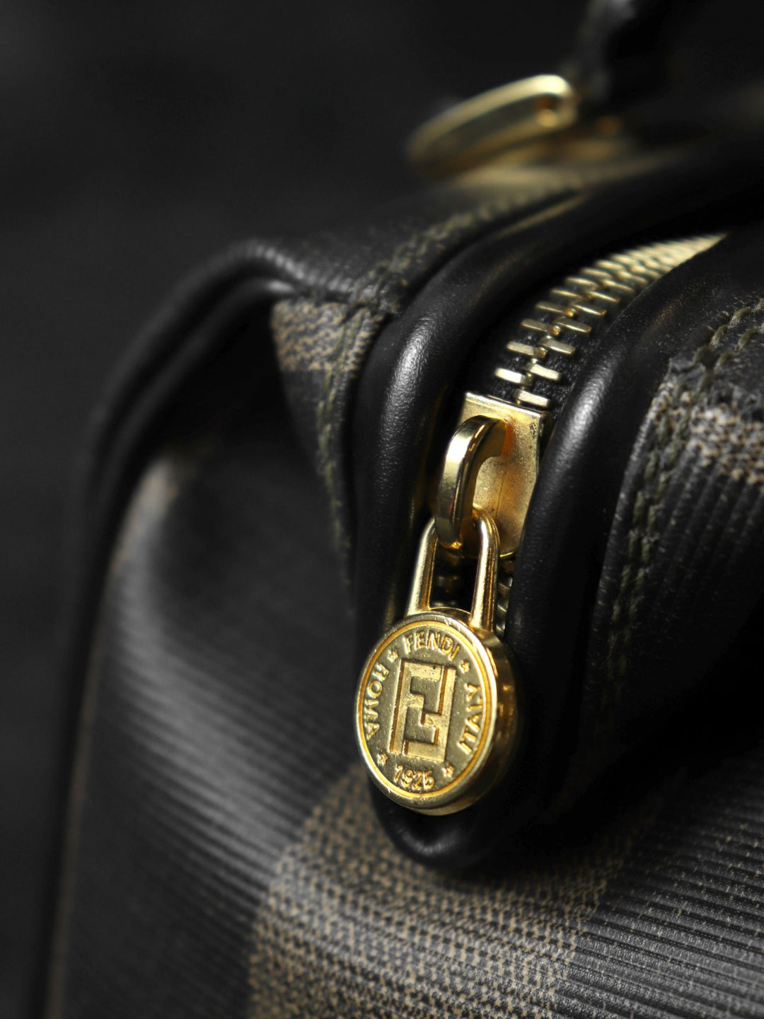 FENDI フェンディ ハンドバッグ ミニボストン ペカン PVC レザー ブラウン ブラック ヴィンテージ