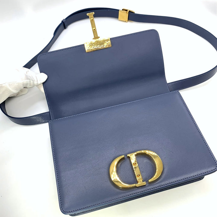 Dior クリスチャンディオール 30モンテーニュ 斜め掛けショルダーバッグ ブルー 青 レザー