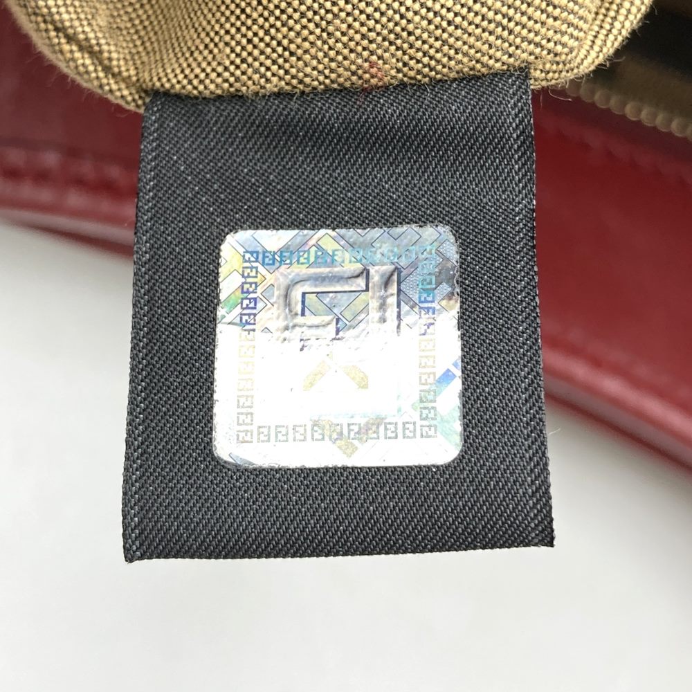 FENDI フェンディ 8BH156 ズッカ ハンドバッグ トートバッグ キャンバス ブラウン レッド