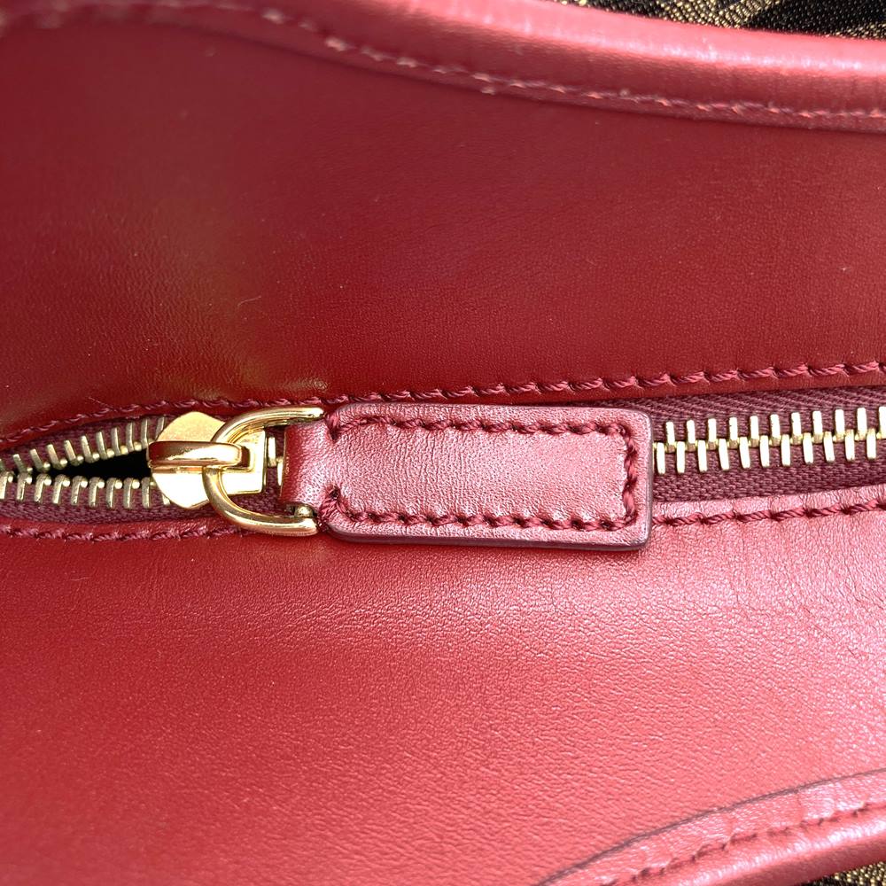 FENDI フェンディ 8BH156 ズッカ ハンドバッグ トートバッグ キャンバス ブラウン レッド