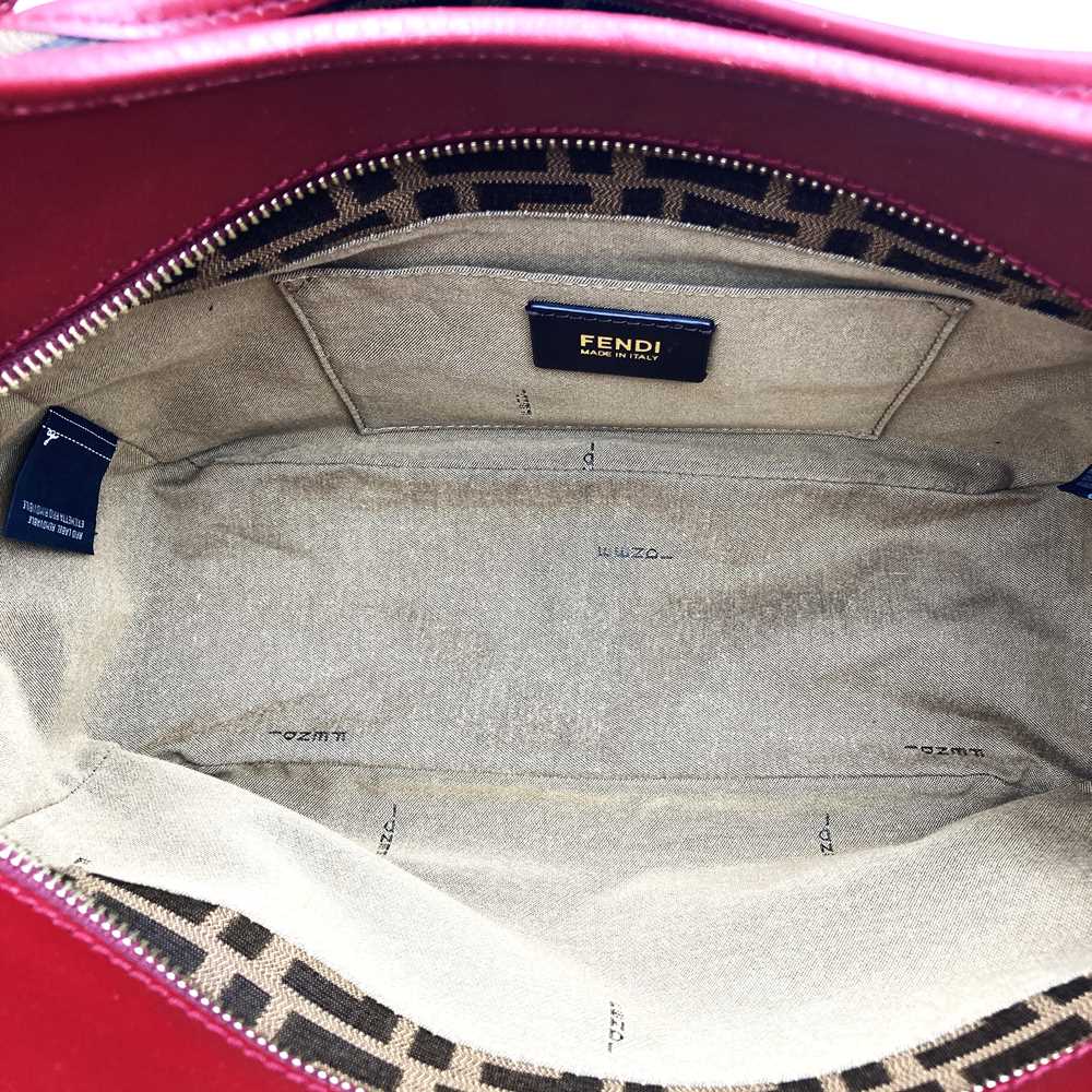 FENDI フェンディ 8BH156 ズッカ ハンドバッグ トートバッグ キャンバス ブラウン レッド