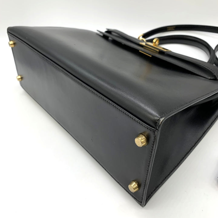 HERMES エルメス ケリー32 ハンドバッグ 外縫い セリエ ○Y刻印 ボックスカーフ ブラック