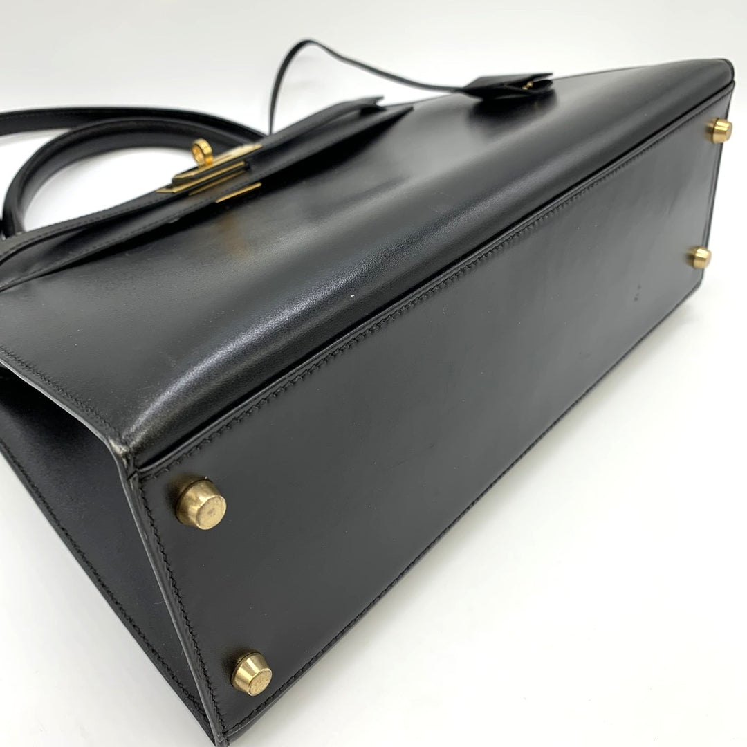 HERMES エルメス ケリー32 ハンドバッグ 外縫い セリエ ○Y刻印 ボックスカーフ ブラック