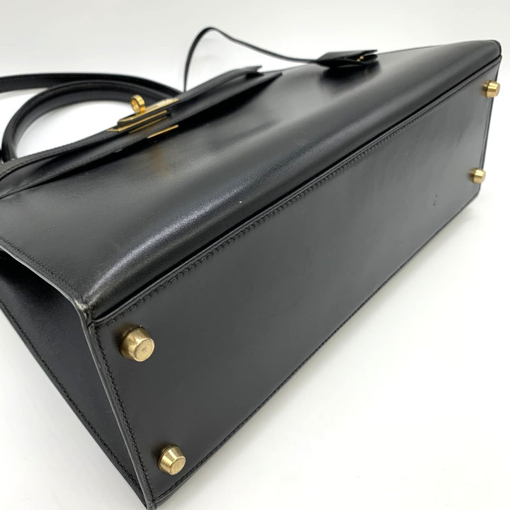 HERMES エルメス ケリー32 ハンドバッグ 外縫い セリエ ○Y刻印 ボックスカーフ ブラック