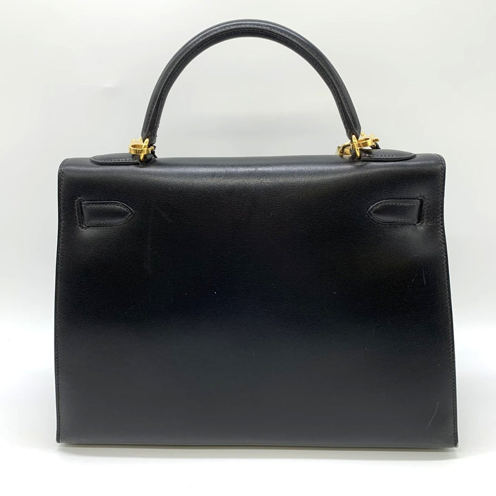 HERMES エルメス ケリー32 ハンドバッグ 外縫い セリエ ○Y刻印 ボックスカーフ ブラック