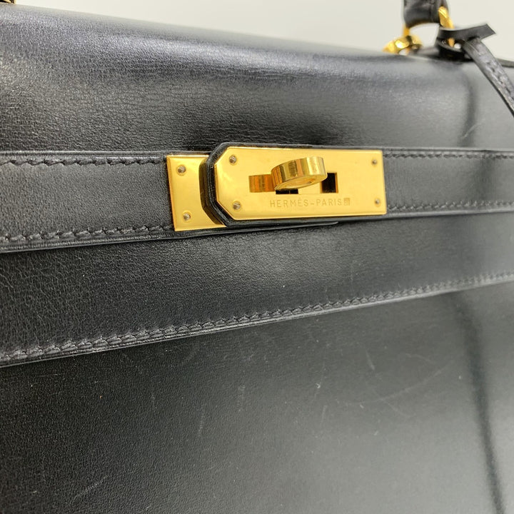 HERMES エルメス ケリー32 ハンドバッグ 外縫い セリエ ○Y刻印 ボックスカーフ ブラック