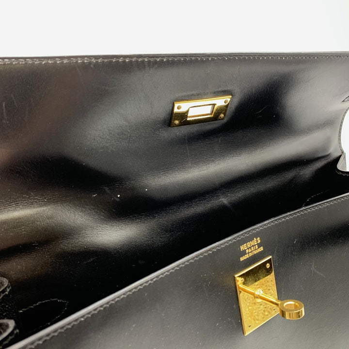 HERMES エルメス ケリー32 ハンドバッグ 外縫い セリエ ○Y刻印 ボックスカーフ ブラック
