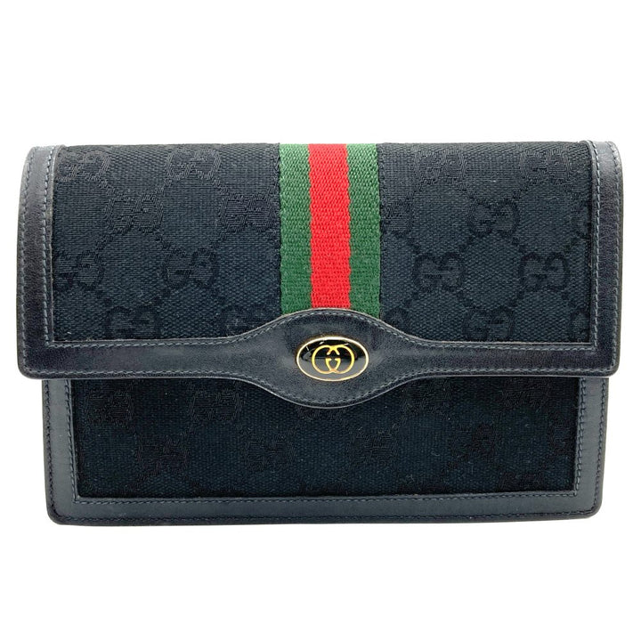 GUCCI グッチ オールドグッチ ヴィンテージ グッチパフューム シェリーライン GGキャンバス ポーチ ブラック
