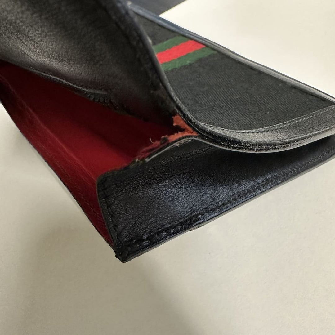GUCCI グッチ オールドグッチ ヴィンテージ グッチパフューム シェリーライン GGキャンバス ポーチ ブラック