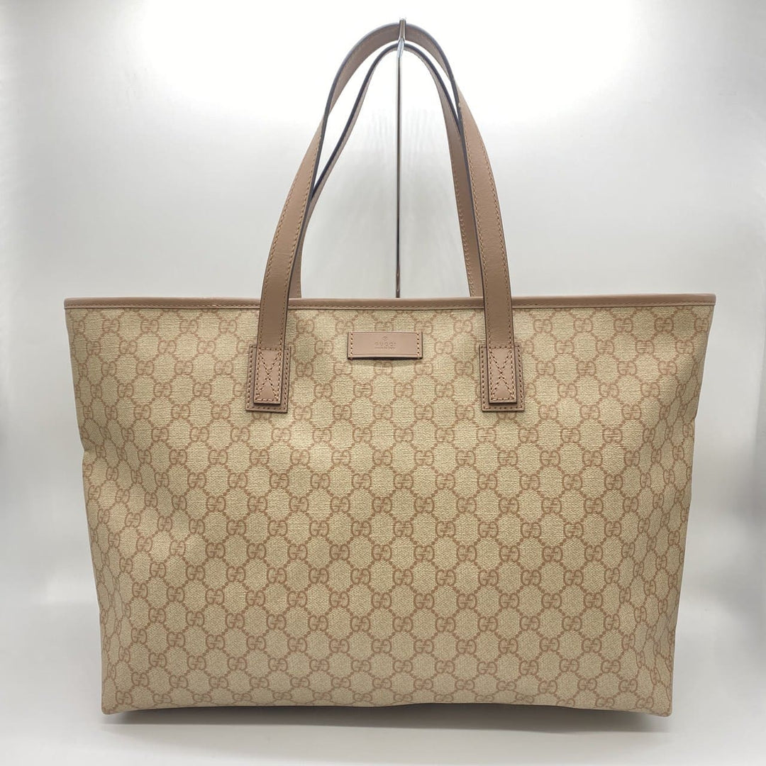 GUCCI グッチ 211120 GGスプリーム トートバッグ PVC ピンクベージュ ヴィンテージ