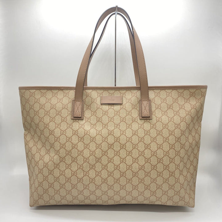 GUCCI グッチ 211120 GGスプリーム トートバッグ PVC ピンクベージュ ヴィンテージ