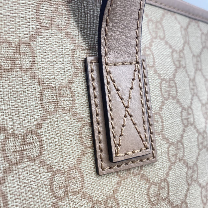 GUCCI グッチ 211120 GGスプリーム トートバッグ PVC ピンクベージュ ヴィンテージ