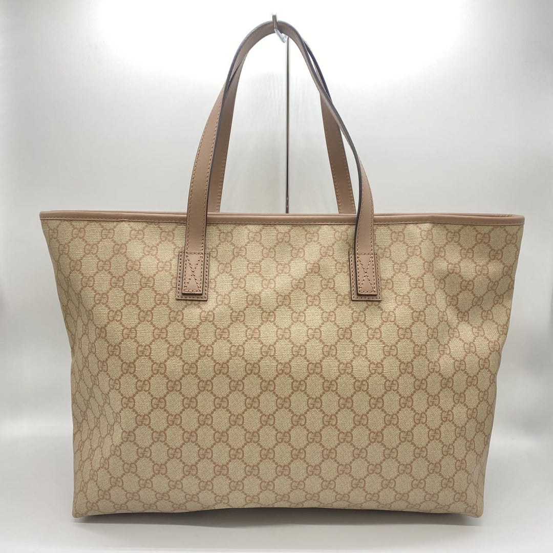 GUCCI グッチ 211120 GGスプリーム トートバッグ PVC ピンクベージュ ヴィンテージ