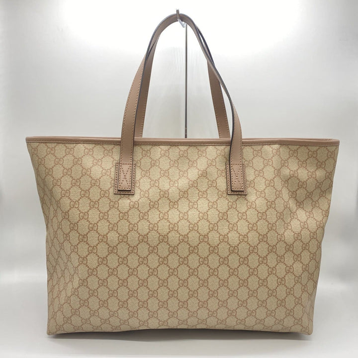 GUCCI グッチ 211120 GGスプリーム トートバッグ PVC ピンクベージュ ヴィンテージ