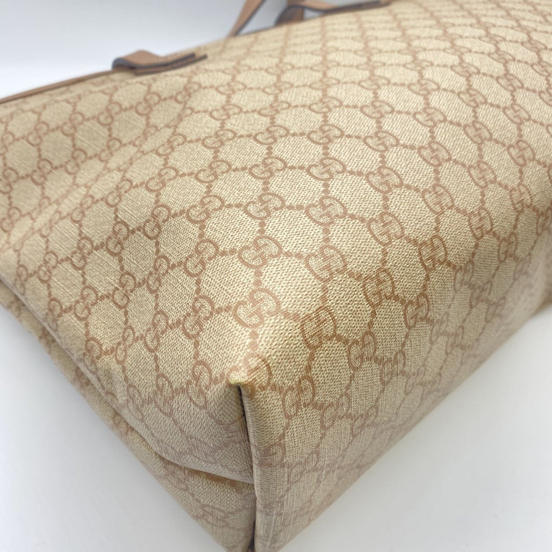 GUCCI グッチ 211120 GGスプリーム トートバッグ PVC ピンクベージュ ヴィンテージ
