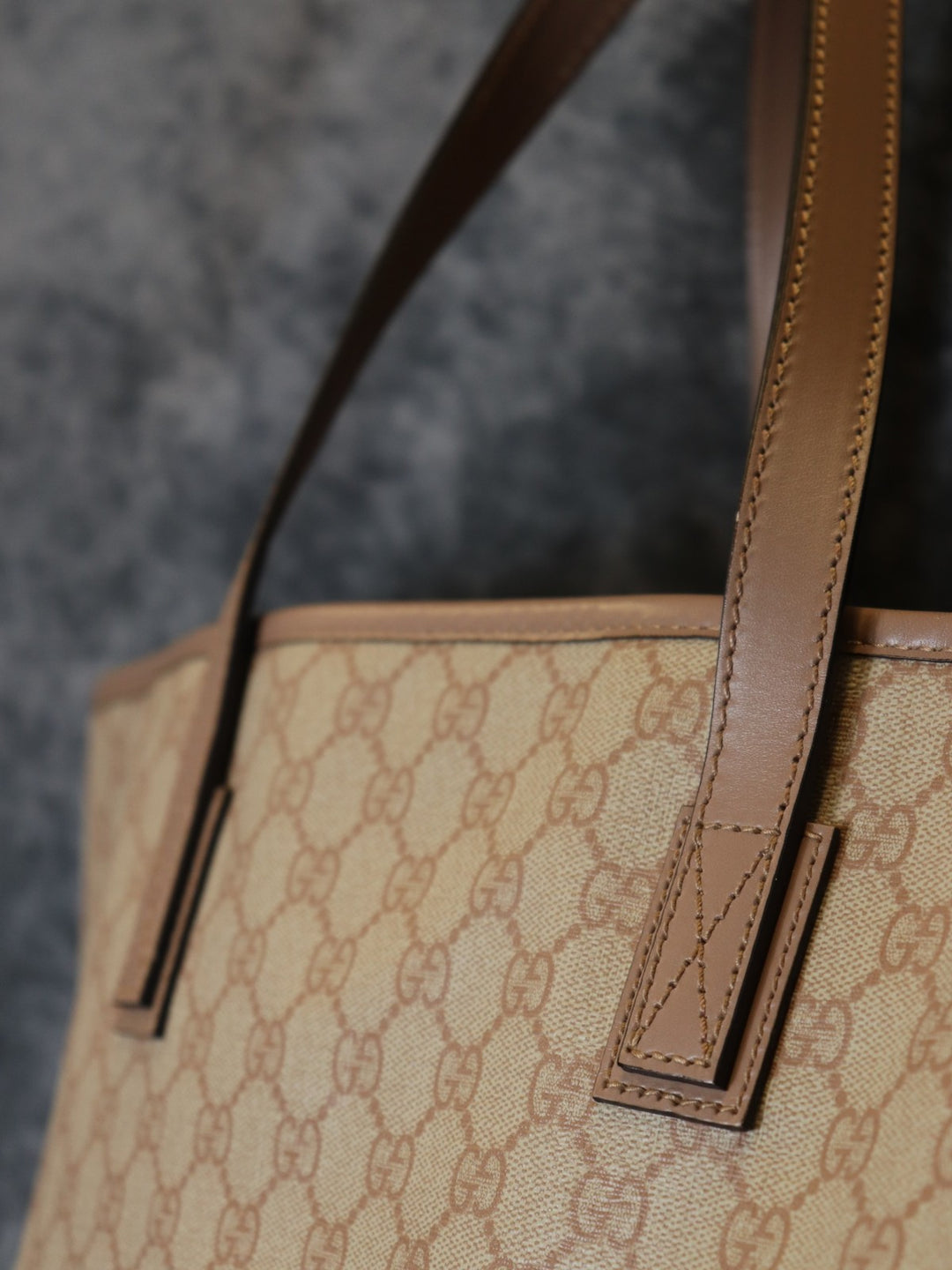 GUCCI グッチ 211120 GGスプリーム トートバッグ PVC ピンクベージュ ヴィンテージ